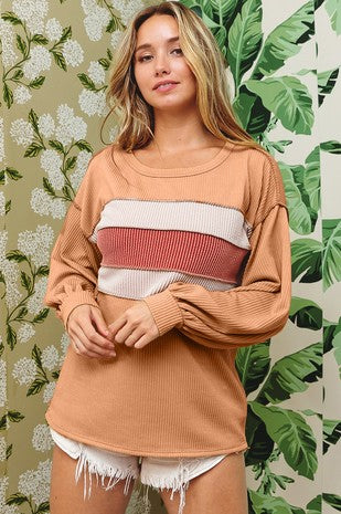 Corded Color Block Top