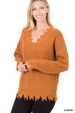 Dropped Shoulder Distresses Sweater