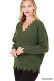 Dropped Shoulder Distresses Sweater