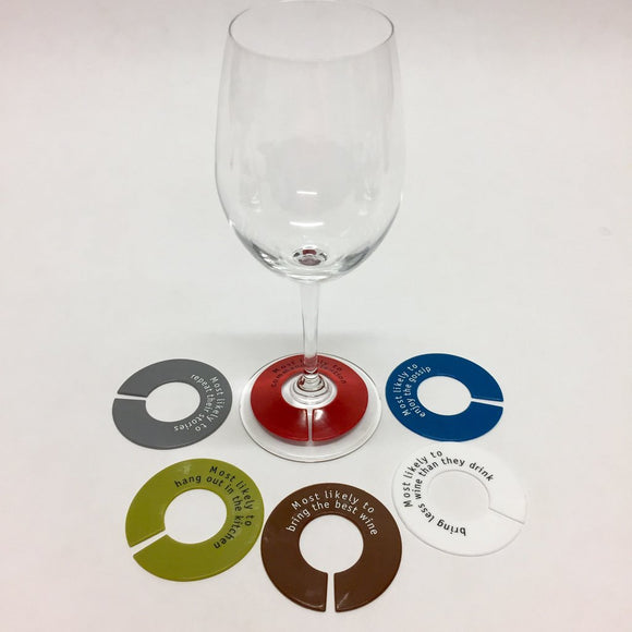 Capabunga GlassWhere™ Claim Your Glass Set of 6  Colored Slogans