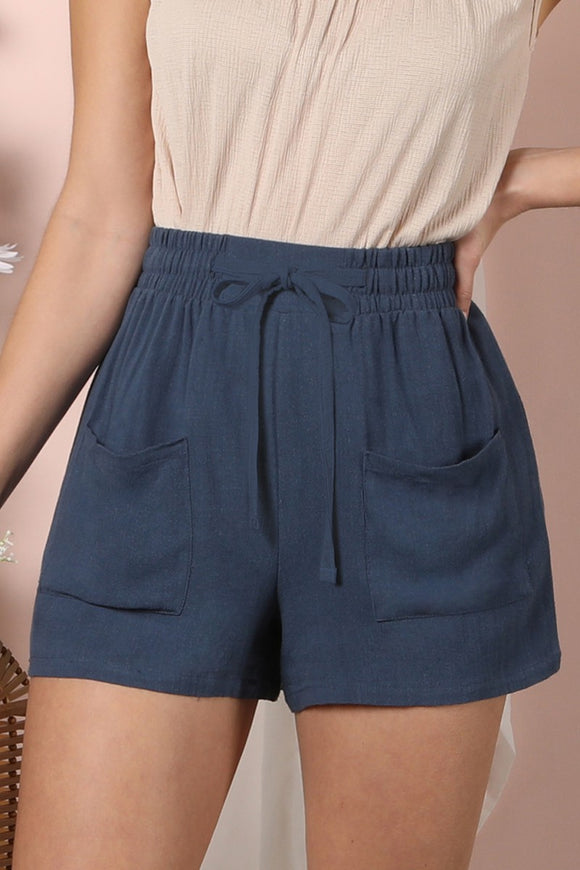 Pocket Detailed Soft Cotton Linen Shorts