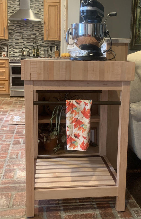 Maple Butcherblock Prep Table with Mahogany Accents