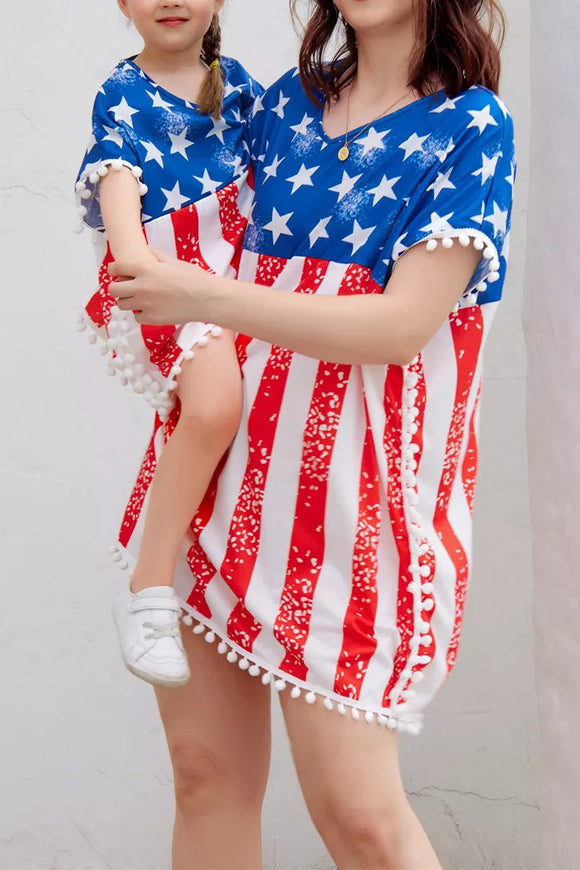 American Flag V-Neck Swimsuit Cover Up